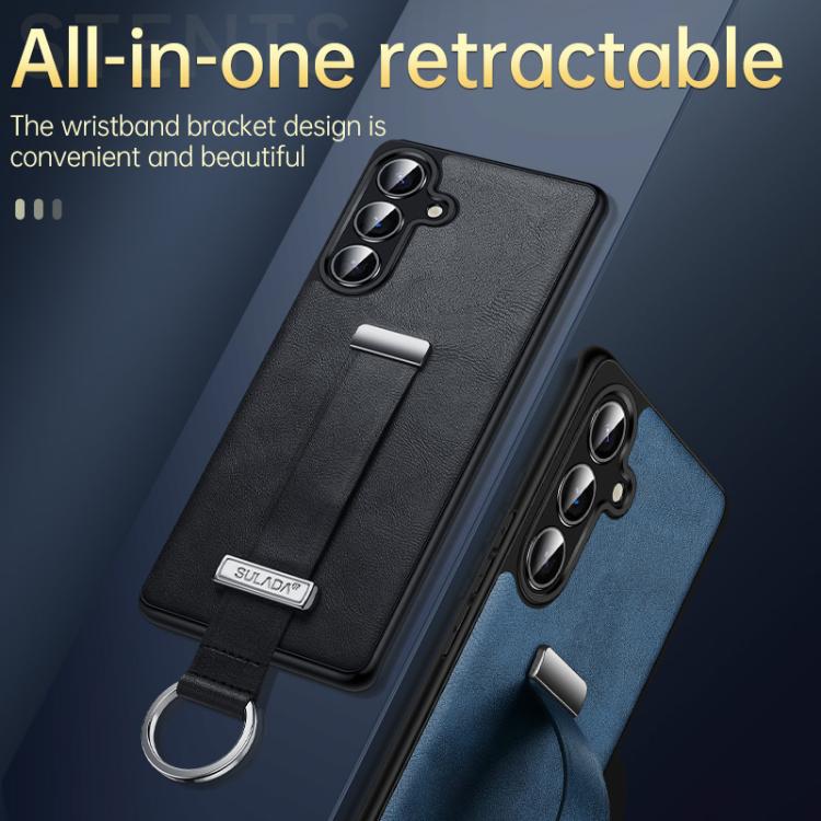 For Samsung Galaxy S23 Ultra 5G SULADA PC Hybrid Leather Texture Skin Feel Shockproof Phone Case(Blue)