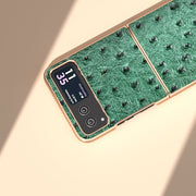 For Motorola Razr 40 Nano Plating Genuine Leather Ostrich Texture Phone Case(Green)