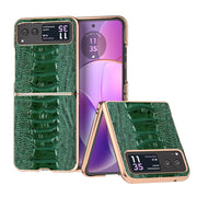 For Motorola Razr 40 Nano Plating Genuine Leather Weilai Series Phone Case(Green)