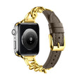 For Apple Watch SE 40mm Chain Genuine Leather Watch Band, Size: S(Gold Dark Brown) - free shipping - PMC TechLife - Order now!