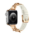 For Apple Watch Series 5 44mm Chain Genuine Leather Watch Band, Size: S(Rose Gold Beige) - free shipping - PMC TechLife - Order now!