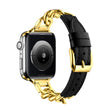 For Apple Watch 38mm Chain Genuine Leather Watch Band, Size: S(Gold Black) - free shipping - PMC TechLife - Order now!