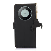 For Huawei Mate 60 Pro Genuine Leather Magnetic RFID Leather Phone Case(Black)