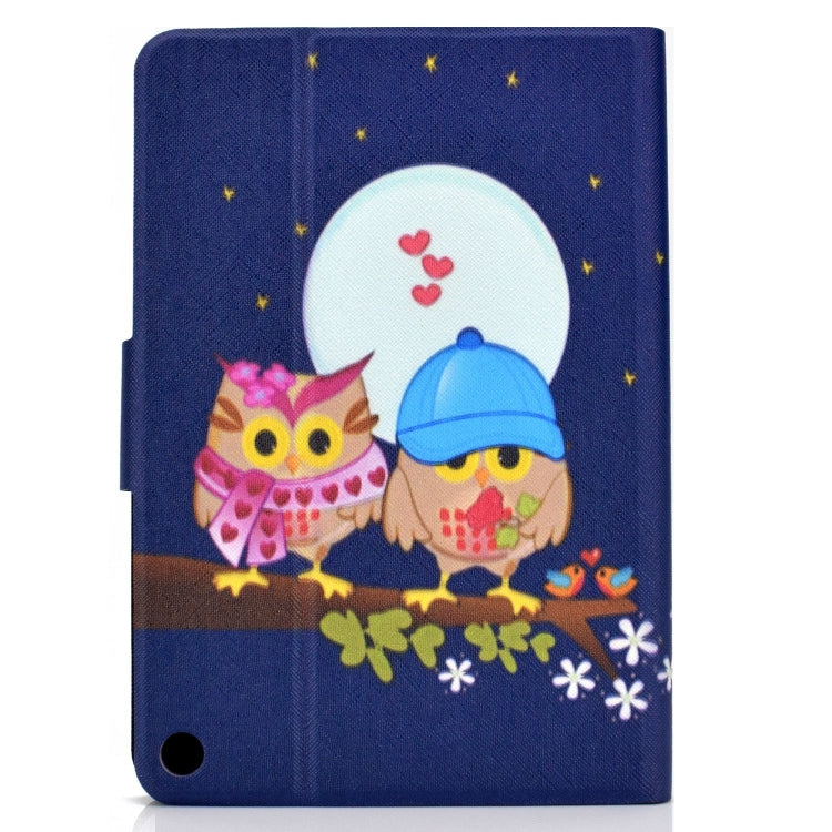 For Amazon Fire Max 11 2023 Colored Drawing Smart Leather Tablet Case(Couple Owls)