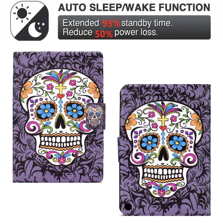 For Amazon Fire Max 11 2023 Colored Drawing Smart Leather Tablet Case(Skull)