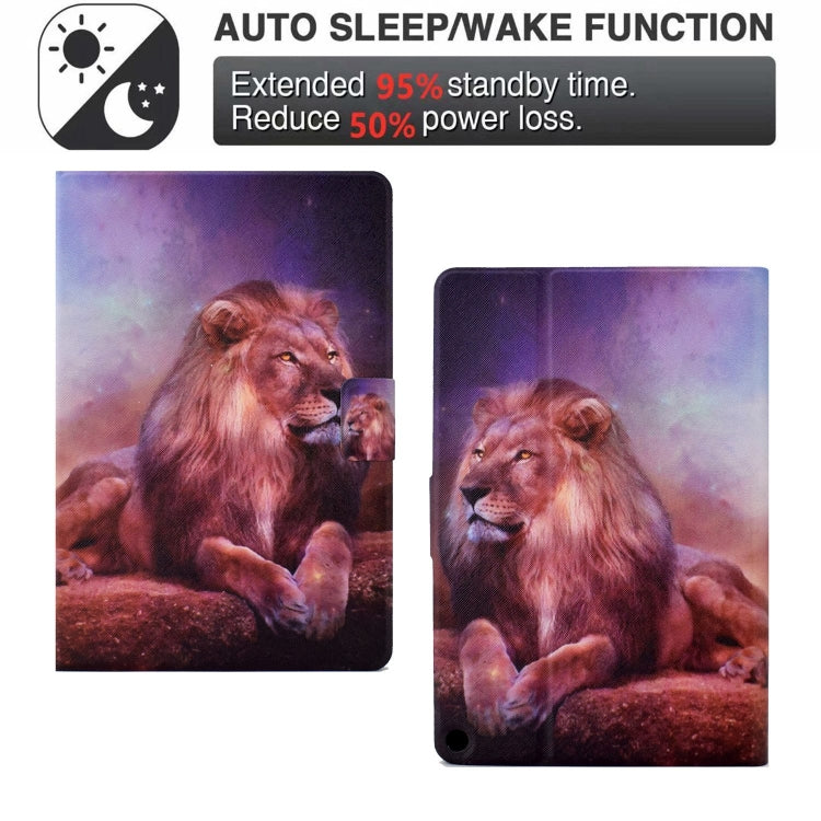 For Amazon Fire Max 11 2023 Colored Drawing Smart Leather Tablet Case(Lion King)