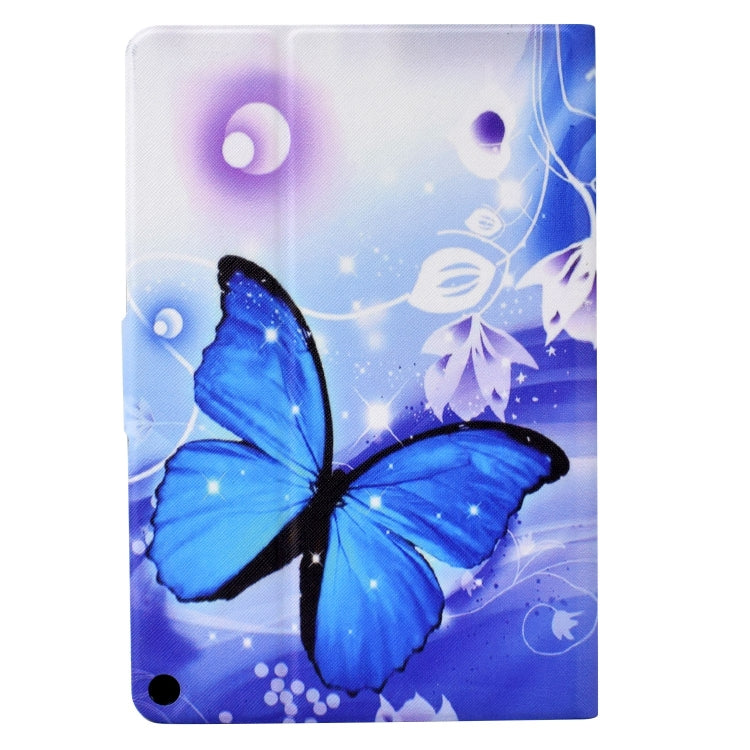 For Amazon Fire Max 11 2023 Colored Drawing Smart Leather Tablet Case(Blue Butterfly)