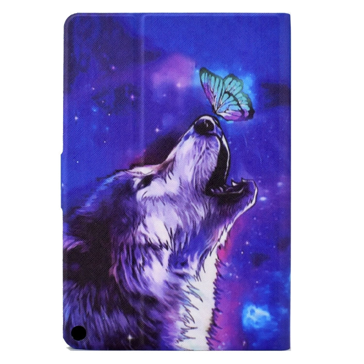 For Amazon Fire Max 11 2023 Colored Drawing Smart Leather Tablet Case(Butterfly Wolf)