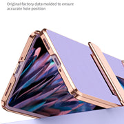 For OPPO Find N2 Flip Plated Plain Leather Folding Phone Case with Hinge(White)
