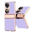 For Huawei P50 Pocket Plated Plain Leather Folding Phone Case with Hinge(Purple) - free shipping - PMC TechLife - Order now!