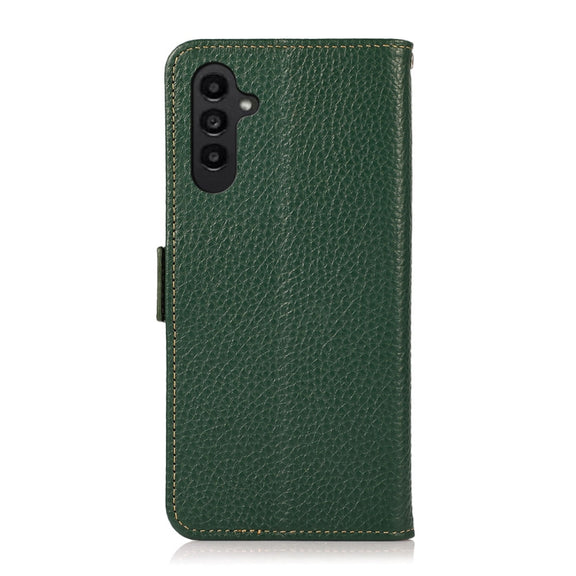 For Samsung Galaxy S24+ KHAZNEH Side-Magnetic Litchi Genuine Leather RFID Phone Case(Green)