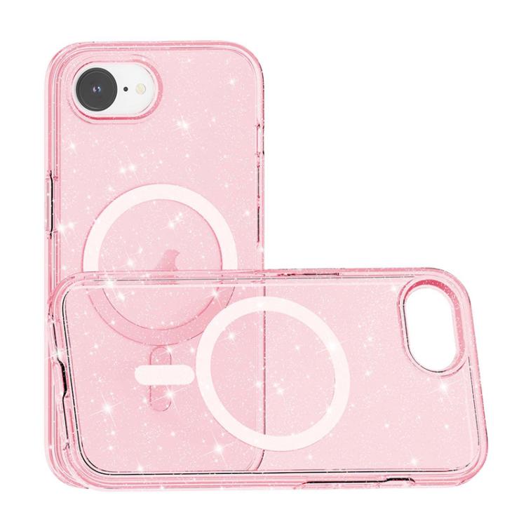 For iPhone 16e Terminator Style Glitter Powder MagSafe Magnetic Phone Case(Pink)