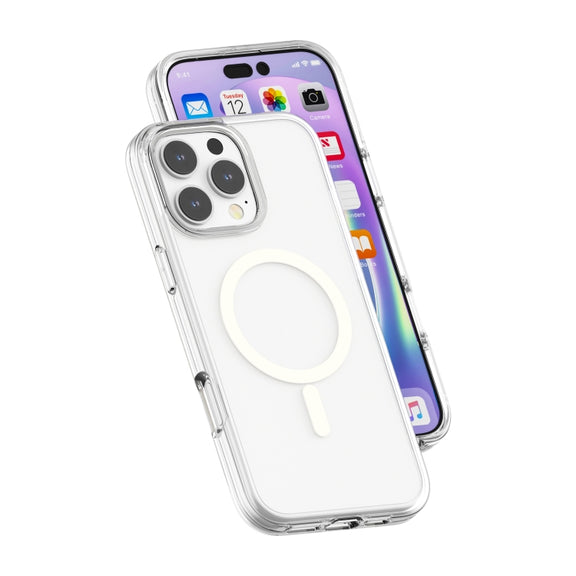 For iPhone 16 Pro Terminator Style Transparent MagSafe Magnetic Phone Case(Transparent)