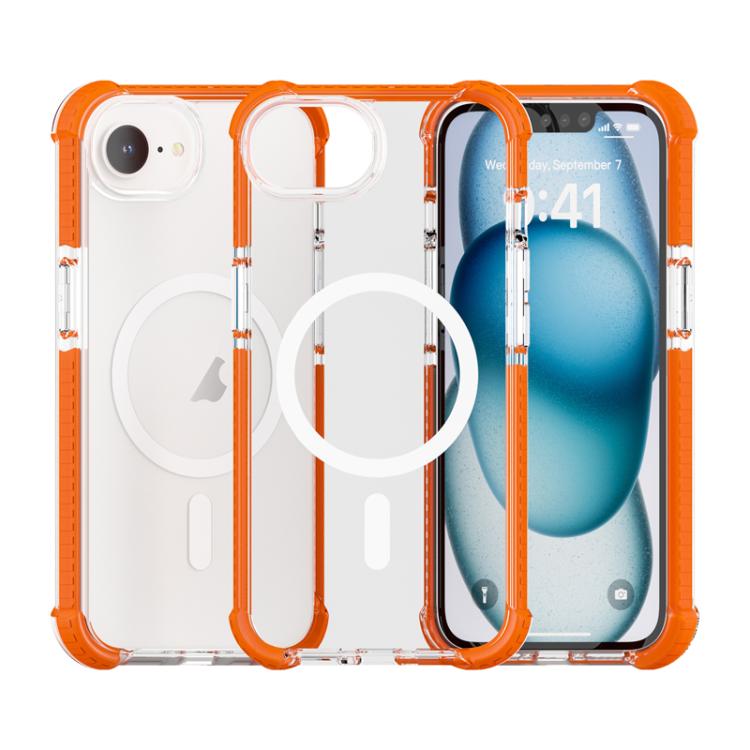 For iPhone 16e Acrylic Magsafe Magnetic Shockproof Phone Case(Orange)
