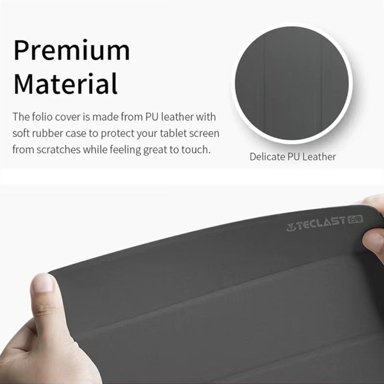 For Teclast T50 Pro 3-Fold Holder Folio Leather Tablet Smart Case(Grey)