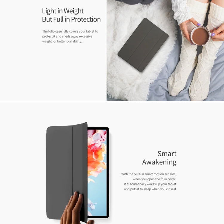 For Teclast P30T 3-Fold Holder Folio Leather Tablet Smart Case(Grey)