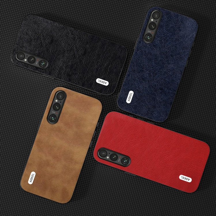 For Sony Xperia 1 V ABEEL Retro Litchi Texture PU Phone Case(Brown)