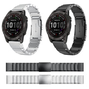 For Garmin Fenix 7 Pro 47mm Tortoise Shell Stainless Steel Watch Band(Sliver)