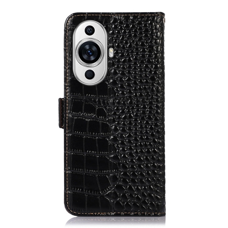 For Huawei Nova 11 Crocodile Top Layer Cowhide Leather Phone Case(Black)