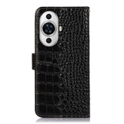 For Huawei Nova 11 Crocodile Top Layer Cowhide Leather Phone Case(Black)