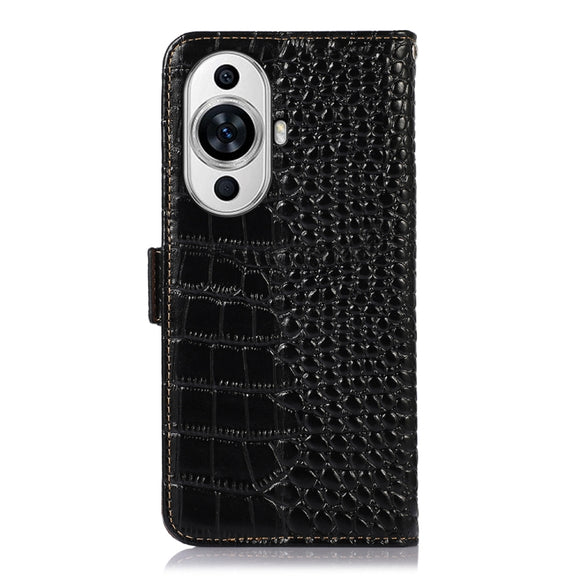 For Huawei Nova 11 Crocodile Top Layer Cowhide Leather Phone Case(Black)