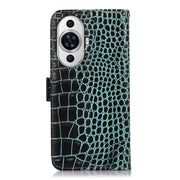 For Huawei Nova 11 Crocodile Top Layer Cowhide Leather Phone Case(Green)