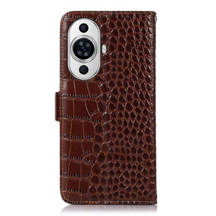For Huawei Nova 11 Crocodile Top Layer Cowhide Leather Phone Case(Brown)