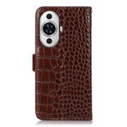 For Huawei Nova 11 Crocodile Top Layer Cowhide Leather Phone Case(Brown)