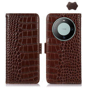 For Huawei Mate 60 Crocodile Top Layer Cowhide Leather Phone Case(Brown)