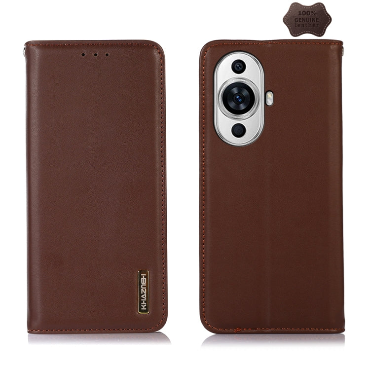 For Huawei Nova 11 KHAZNEH Nappa Top Layer Cowhide Leather Phone Case(Brown)