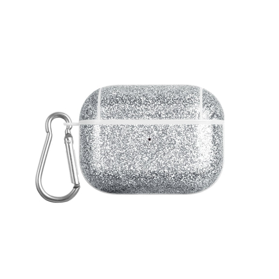 For AirPods Pro Glitter Powder Skin Texture PC TWS Earphone Case(Silver)