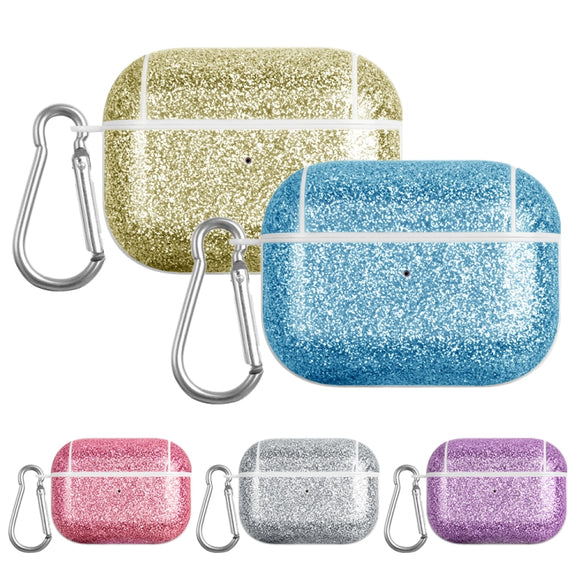 For AirPods Pro Glitter Powder Skin Texture PC TWS Earphone Case(Silver)