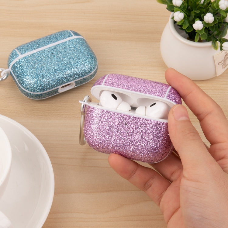 For AirPods 3 Glitter Powder Skin Texture PC TWS Earphone Case(Blue)