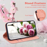 For Motorola Moto G Play 4G 2024 Butterfly Rose Embossed Leather Phone Case(Pink)