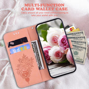For Motorola Moto G Play 4G 2024 Butterfly Rose Embossed Leather Phone Case(Pink)