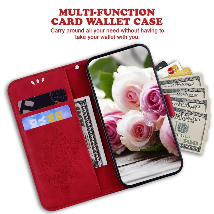 For OPPO A38 4G / A18 Butterfly Rose Embossed Leather Phone Case(Red)
