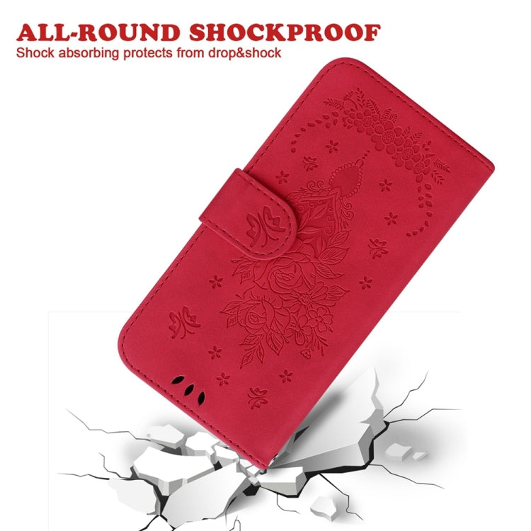 For OPPO A38 4G / A18 Butterfly Rose Embossed Leather Phone Case(Red)