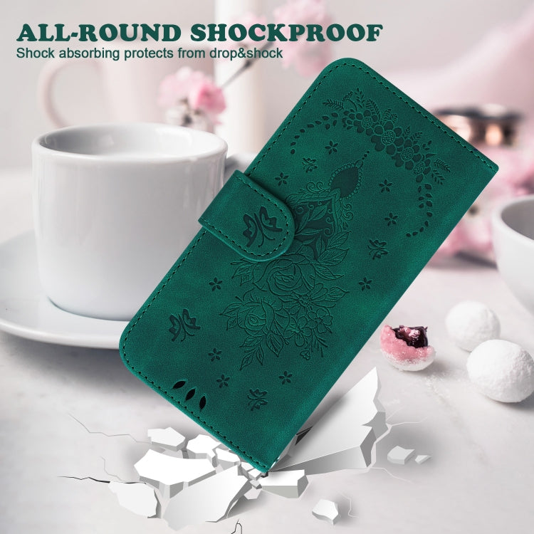 For Realme C67 4G Global Butterfly Rose Embossed Leather Phone Case(Green)