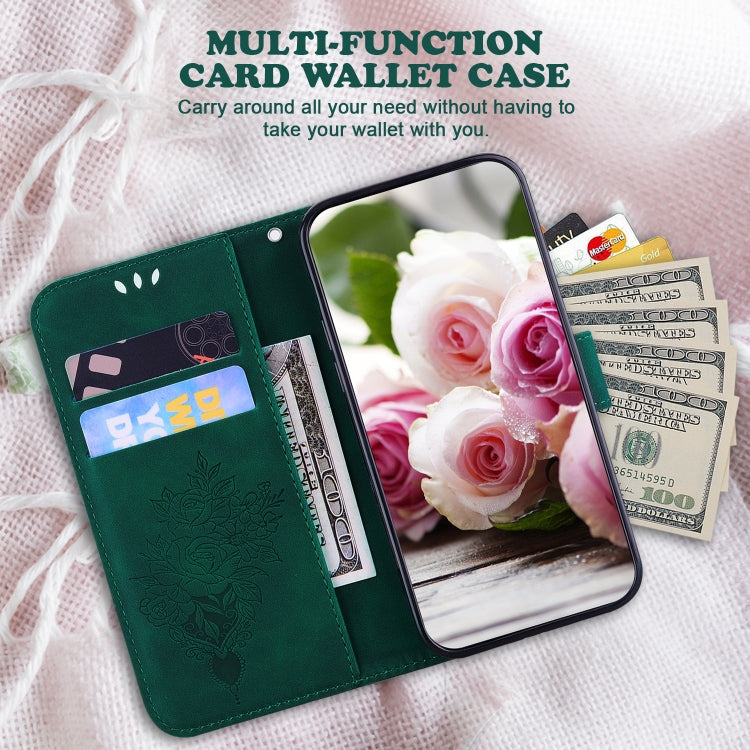 For Realme C67 4G Global Butterfly Rose Embossed Leather Phone Case(Green)