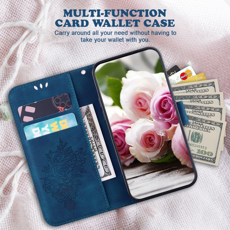 For Realme 12 5G Butterfly Rose Embossed Leather Phone Case(Blue)