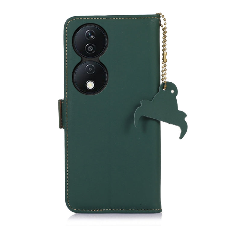 For Honor X7b Genuine Leather Magnetic RFID Leather Phone Case(Green)