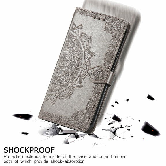 For Ulefone Note 16 Pro Mandala Flower Embossed Leather Phone Case(Grey)