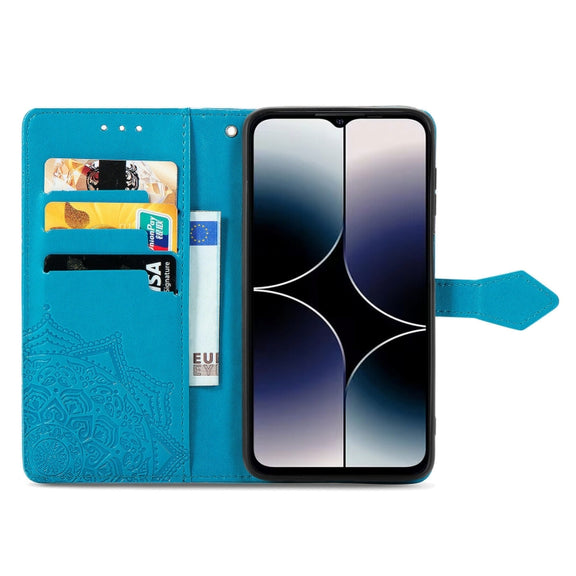 For Ulefone Note 16 Pro Mandala Flower Embossed Leather Phone Case(Blue)