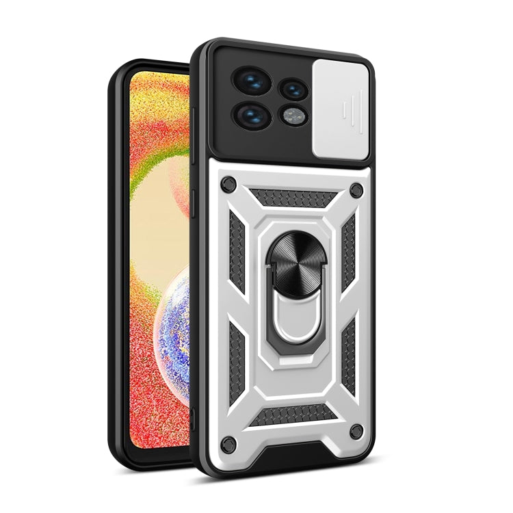 For Motorola Edge 40 Pro Sliding Camera Cover Design TPU+PC Phone Case(Silver)
