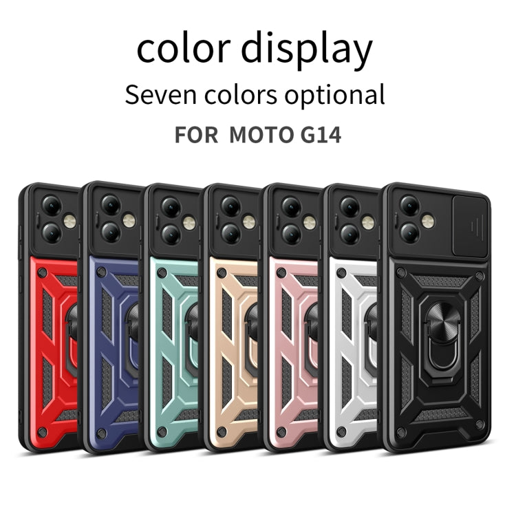 For Motorola Moto G14 Sliding Camera Cover Design TPU+PC Phone Case(Red)