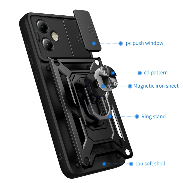 For Motorola Moto G14 Sliding Camera Cover Design TPU+PC Phone Case(Red)