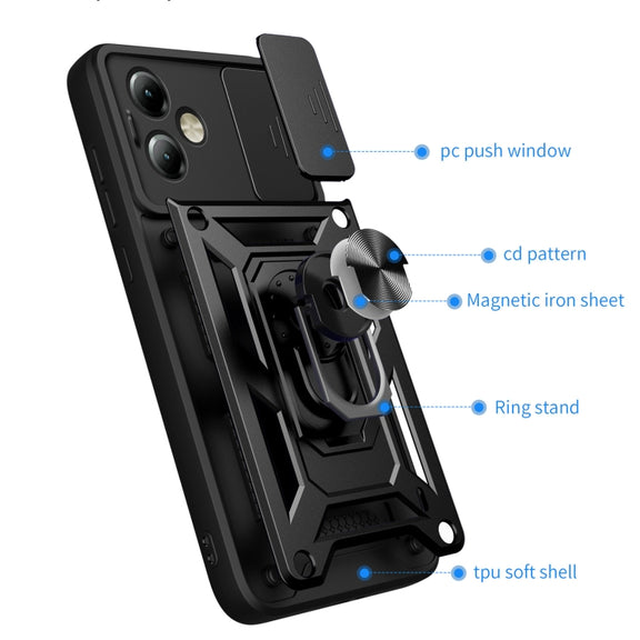 For Motorola Moto G14 Sliding Camera Cover Design TPU+PC Phone Case(Red)