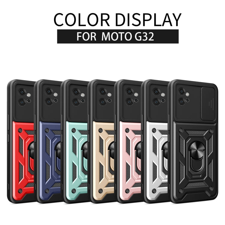 For Motorola Moto G32 Sliding Camera Cover Design TPU Hybrid PC Phone Case(Black)