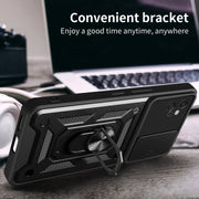 For Motorola Moto G32 Sliding Camera Cover Design TPU Hybrid PC Phone Case(Black)
