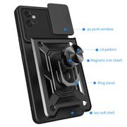 For Motorola Moto G32 Sliding Camera Cover Design TPU Hybrid PC Phone Case(Blue)